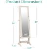 imageBest Choice Products Freestanding Jewelry Armoire Cabinet Full Length Standing Mirror Lockable Makeup Storage Organizer wVelvet Lining 3 Angles Lock Accessory Pouch 5 Shelves  BlackCoastal White