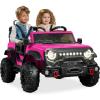 imageBest Choice Products Kids 24V 2Seater Electric Ride On Car Truck w 132lb Weight Capacity Parent Control Bluetooth LED Lights  Hot PinkHot Pink