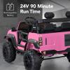 imageBest Choice Products Kids 24V 2Seater Electric Ride On Car Truck w 132lb Weight Capacity Parent Control Bluetooth LED Lights  Hot PinkPink