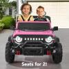 imageBest Choice Products Kids 24V 2Seater Electric Ride On Car Truck w 132lb Weight Capacity Parent Control Bluetooth LED Lights  Hot PinkPink