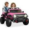 imageBest Choice Products Kids 24V 2Seater Electric Ride On Car Truck w 132lb Weight Capacity Parent Control Bluetooth LED Lights  Hot PinkPink