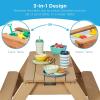 imageBest Choice Products Kids 3in1 Sand ampamp Water Table Wood Outdoor Convertible Picnic Table wUmbrella 2 Trays Removable Top 220lb Capacity Per Bench GreenNavy
