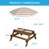 imageBest Choice Products Kids 3in1 Sand ampamp Water Table Wood Outdoor Convertible Picnic Table wUmbrella 2 Trays Removable Top 220lb Capacity Per Bench GreenWalnutBeige