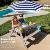 imageBest Choice Products Kids 3in1 Sand ampamp Water Table Wood Outdoor Convertible Picnic Table wUmbrella 2 Trays Removable Top 220lb Capacity Per Bench GreenGrayNavy