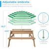 imageBest Choice Products Kids 3in1 Sand ampamp Water Table Wood Outdoor Convertible Picnic Table wUmbrella 2 Trays Removable Top 220lb Capacity Per Bench GreenGreen