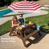 imageBest Choice Products Kids 3in1 Sand ampamp Water Table Wood Outdoor Convertible Picnic Table wUmbrella 2 Trays Removable Top 220lb Capacity Per Bench GreenWalnutRed