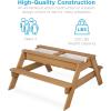 imageBest Choice Products Kids 3in1 Sand ampamp Water Table Wood Outdoor Convertible Picnic Table wUmbrella 2 Trays Removable Top 220lb Capacity Per Bench GreenNaturalDark Pink