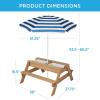imageBest Choice Products Kids 3in1 Sand ampamp Water Table Wood Outdoor Convertible Picnic Table wUmbrella 2 Trays Removable Top 220lb Capacity Per Bench GreenNavy