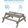imageBest Choice Products Kids 3in1 Sand ampamp Water Table Wood Outdoor Convertible Picnic Table wUmbrella 2 Trays Removable Top 220lb Capacity Per Bench GreenGrayNavy