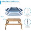 imageBest Choice Products Kids 3in1 Sand ampamp Water Table Wood Outdoor Convertible Picnic Table wUmbrella 2 Trays Removable Top 220lb Capacity Per Bench GreenNavy