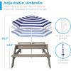 imageBest Choice Products Kids 3in1 Sand ampamp Water Table Wood Outdoor Convertible Picnic Table wUmbrella 2 Trays Removable Top 220lb Capacity Per Bench GreenGrayNavy