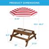 imageBest Choice Products Kids 3in1 Sand ampamp Water Table Wood Outdoor Convertible Picnic Table wUmbrella 2 Trays Removable Top 220lb Capacity Per Bench GreenWalnutRed