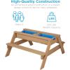 imageBest Choice Products Kids 3in1 Sand ampamp Water Table Wood Outdoor Convertible Picnic Table wUmbrella 2 Trays Removable Top 220lb Capacity Per Bench GreenGreen