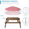 imageBest Choice Products Kids 3in1 Sand ampamp Water Table Wood Outdoor Convertible Picnic Table wUmbrella 2 Trays Removable Top 220lb Capacity Per Bench GreenWalnutRed