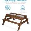 imageBest Choice Products Kids 3in1 Sand ampamp Water Table Wood Outdoor Convertible Picnic Table wUmbrella 2 Trays Removable Top 220lb Capacity Per Bench GreenWalnutRed