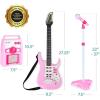imageBest Choice Products Kids Electric Musical Guitar Play Set Toy Guitar Starter Kit Bundle w 6 Demo Songs Whammy Bar Microphone Amp AUX 2 Sticker Sheets  PinkSoft Pink