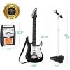 imageBest Choice Products Kids Electric Musical Guitar Play Set Toy Guitar Starter Kit Bundle w 6 Demo Songs Whammy Bar Microphone Amp AUX 2 Sticker Sheets  PinkBlack
