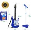imageBest Choice Products Kids Electric Musical Guitar Play Set Toy Guitar Starter Kit Bundle w 6 Demo Songs Whammy Bar Microphone Amp AUX 2 Sticker Sheets  PinkBlue