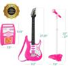 imageBest Choice Products Kids Electric Musical Guitar Play Set Toy Guitar Starter Kit Bundle w 6 Demo Songs Whammy Bar Microphone Amp AUX 2 Sticker Sheets  PinkPink