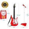 imageBest Choice Products Kids Electric Musical Guitar Play Set Toy Guitar Starter Kit Bundle w 6 Demo Songs Whammy Bar Microphone Amp AUX 2 Sticker Sheets  PinkRed
