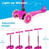 imageBest Choice Products Kids Mini Kick Scooter Toy wLightUp Wheels Height Adjustable TBar Foot Break  YellowPink