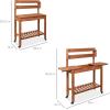 imageBest Choice Products Mobile Garden Potting Bench Outdoor Wood Workstation Table wSliding Tabletop 4 Locking Wheels Food Grade Dry Sink Storage Shelves  BrownBrown