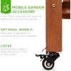 imageBest Choice Products Mobile Garden Potting Bench Outdoor Wood Workstation Table wSliding Tabletop 4 Locking Wheels Food Grade Dry Sink Storage Shelves  BrownBrown