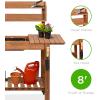 imageBest Choice Products Mobile Garden Potting Bench Outdoor Wood Workstation Table wSliding Tabletop 4 Locking Wheels Food Grade Dry Sink Storage Shelves  BrownBrown
