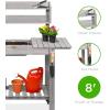 imageBest Choice Products Mobile Garden Potting Bench Outdoor Wood Workstation Table wSliding Tabletop 4 Locking Wheels Food Grade Dry Sink Storage Shelves  BrownGray