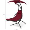 imageBest Choice Products Outdoor Hanging Curved Steel Chaise Lounge Chair Swing wBuiltin Pillow and Removable Canopy  Navy BlueBurgundy