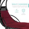 imageBest Choice Products Outdoor Hanging Curved Steel Chaise Lounge Chair Swing wBuiltin Pillow and Removable Canopy  Navy BlueBurgundy