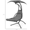 imageBest Choice Products Outdoor Hanging Curved Steel Chaise Lounge Chair Swing wBuiltin Pillow and Removable Canopy  Navy BlueCharcoal Gray