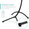 imageBest Choice Products Outdoor Hanging Curved Steel Chaise Lounge Chair Swing wBuiltin Pillow and Removable Canopy  Navy BlueCharcoal Gray