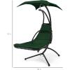 imageBest Choice Products Outdoor Hanging Curved Steel Chaise Lounge Chair Swing wBuiltin Pillow and Removable Canopy  Navy BlueGreen