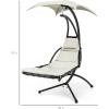 imageBest Choice Products Outdoor Hanging Curved Steel Chaise Lounge Chair Swing wBuiltin Pillow and Removable Canopy  Navy BlueIvory