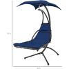 imageBest Choice Products Outdoor Hanging Curved Steel Chaise Lounge Chair Swing wBuiltin Pillow and Removable Canopy  Navy BlueNavy Blue