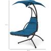 imageBest Choice Products Outdoor Hanging Curved Steel Chaise Lounge Chair Swing wBuiltin Pillow and Removable Canopy  Navy BluePeacock Blue