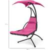 imageBest Choice Products Outdoor Hanging Curved Steel Chaise Lounge Chair Swing wBuiltin Pillow and Removable Canopy  Navy BluePink