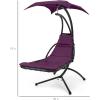 imageBest Choice Products Outdoor Hanging Curved Steel Chaise Lounge Chair Swing wBuiltin Pillow and Removable Canopy  Navy BluePurple