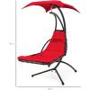 imageBest Choice Products Outdoor Hanging Curved Steel Chaise Lounge Chair Swing wBuiltin Pillow and Removable Canopy  Navy BlueRed