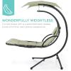 imageBest Choice Products Outdoor Hanging Curved Steel Chaise Lounge Chair Swing wBuiltin Pillow and Removable Canopy  Navy BlueSage