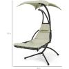 imageBest Choice Products Outdoor Hanging Curved Steel Chaise Lounge Chair Swing wBuiltin Pillow and Removable Canopy  Navy BlueSage