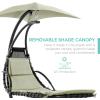 imageBest Choice Products Outdoor Hanging Curved Steel Chaise Lounge Chair Swing wBuiltin Pillow and Removable Canopy  Navy BlueSage