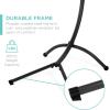 imageBest Choice Products Outdoor Hanging Curved Steel Chaise Lounge Chair Swing wBuiltin Pillow and Removable Canopy  Navy BlueTeal