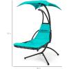 imageBest Choice Products Outdoor Hanging Curved Steel Chaise Lounge Chair Swing wBuiltin Pillow and Removable Canopy  Navy BlueTeal