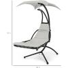 imageBest Choice Products Outdoor Hanging Curved Steel Chaise Lounge Chair Swing wBuiltin Pillow and Removable Canopy  Navy BlueWhite Sand