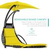 imageBest Choice Products Outdoor Hanging Curved Steel Chaise Lounge Chair Swing wBuiltin Pillow and Removable Canopy  Navy BlueYellow