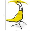 imageBest Choice Products Outdoor Hanging Curved Steel Chaise Lounge Chair Swing wBuiltin Pillow and Removable Canopy  Navy BlueYellow