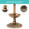 imageBest Choice Products Outdoor Solar Lighted Pedestal Bird Bath Fountain Decoration wPlanter Integrated Panel Scroll Accents for Lawn Garden  BronzeBronze