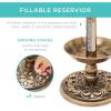 imageBest Choice Products Outdoor Solar Lighted Pedestal Bird Bath Fountain Decoration wPlanter Integrated Panel Scroll Accents for Lawn Garden  BronzeBronze
